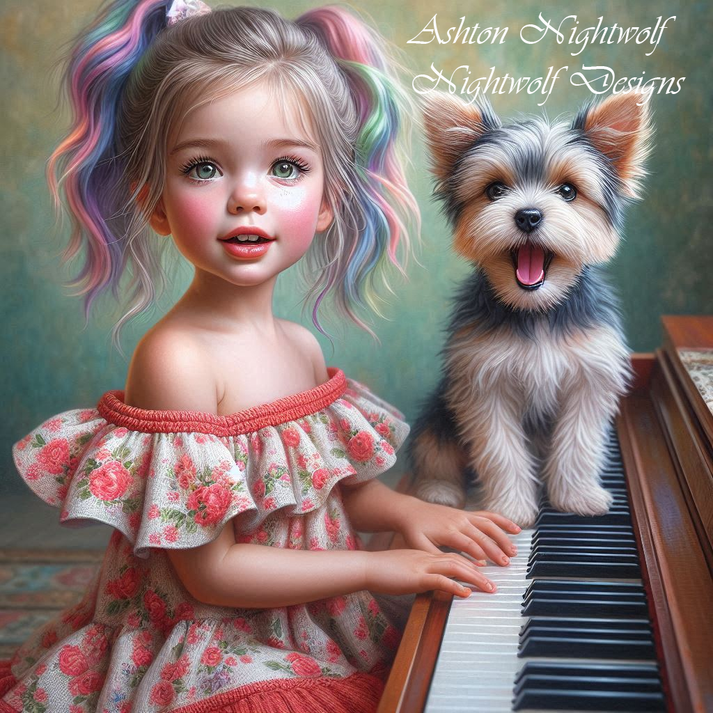 Adorable Toddler With Yorkie Playing The Piano 4
