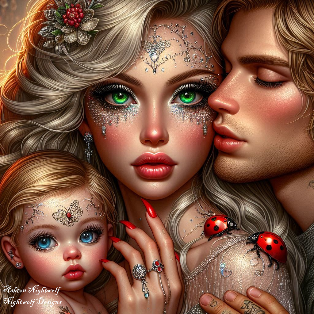 Family With Ladybugs AI Artwork 4
