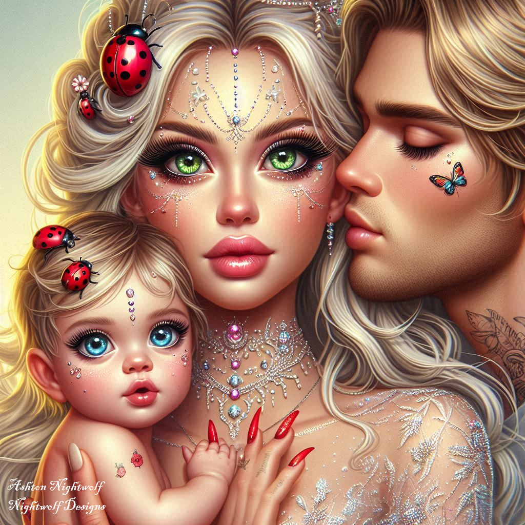 Family With Ladybugs AI Artwork 6
