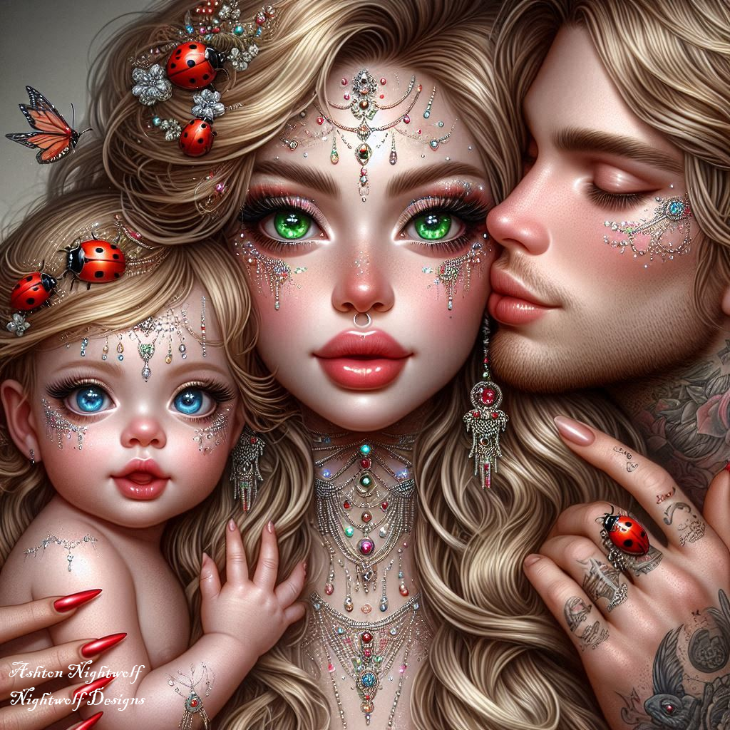 Family With Ladybugs AI Artwork 7