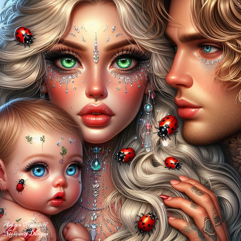 Family With Ladybugs AI Artwork 8