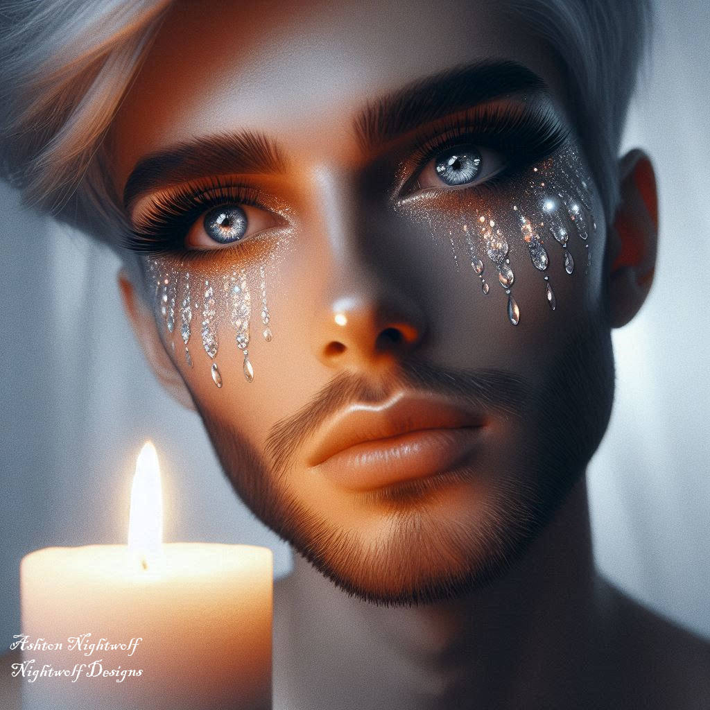 Male With Glittery Face And Candle AI Artwork 1