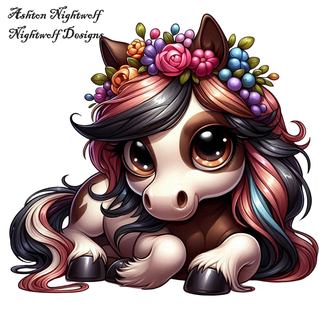 Horse With Spring Flowers AI Clipart 2